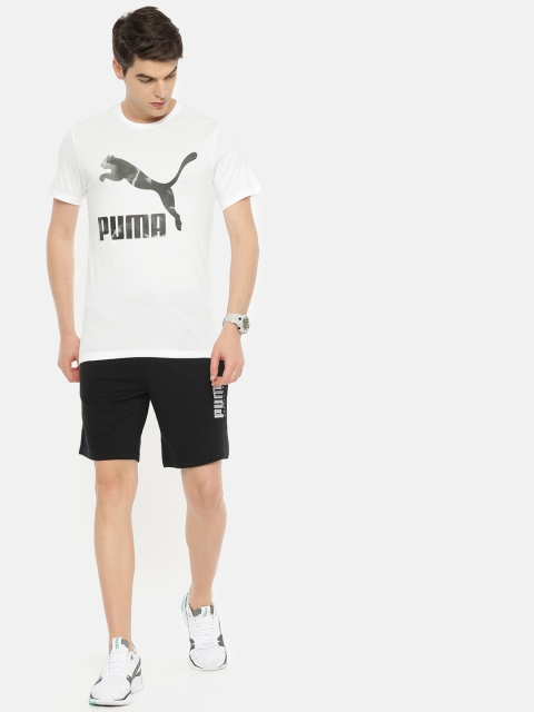 

Puma Men White Printed Slim Fit Round Neck Cloud Pack Graphic Pure Cotton T-shirt