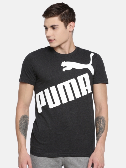 

Puma Men Charcoal Grey Printed Off Set Round Neck T-shirt