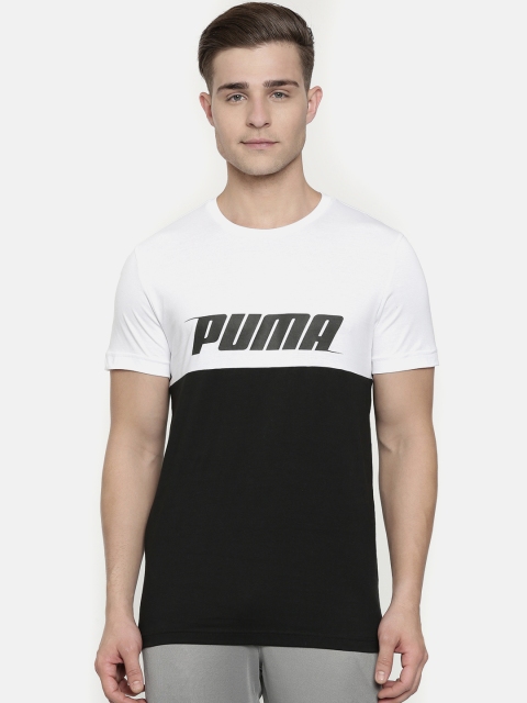 

Puma Men Black & White Colourblocked Slim Fit Round Neck Speed Slant T-shirt