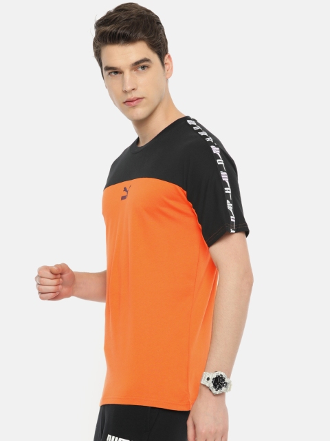 

Puma Men Orange & Black Colourblocked XTG Jaffa Round Neck T-shirt
