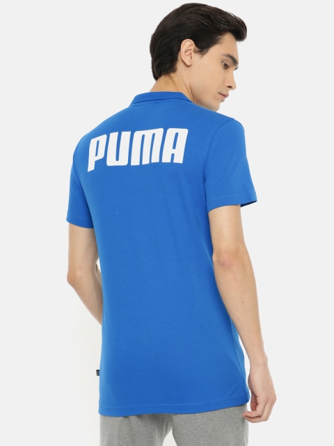 

Puma Men Blue Solid Slim Fit Graphic III Polo Collar Back Print T-shirt