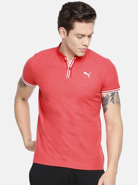 

Puma Men Red Solid VK Pique Badge Henley Neck T-shirt