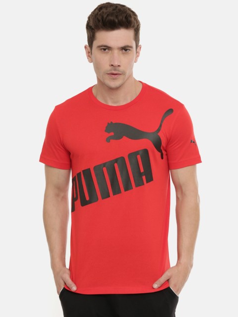

Puma Men Red Printed Slim Fit Round Neck Off Set High Risk T-shirt