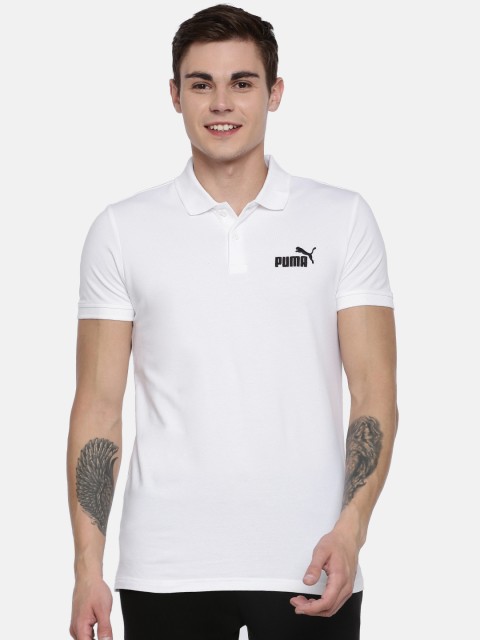 

Puma Men White Solid Slim Fit Polo Collar T-shirt