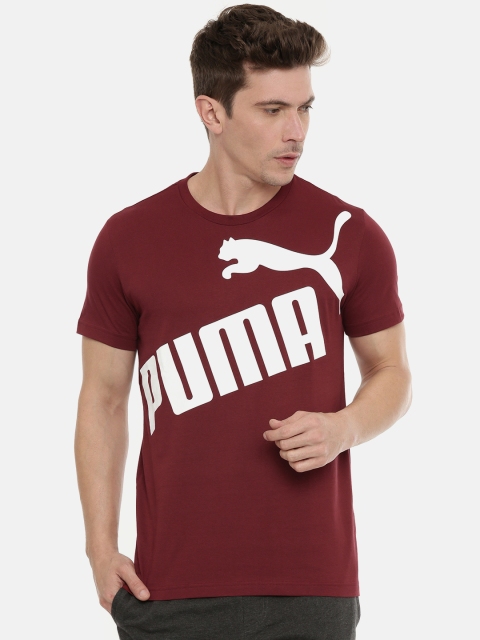 

Puma Men Red Printed Slim Fit Round Neck Off Set T-shirt