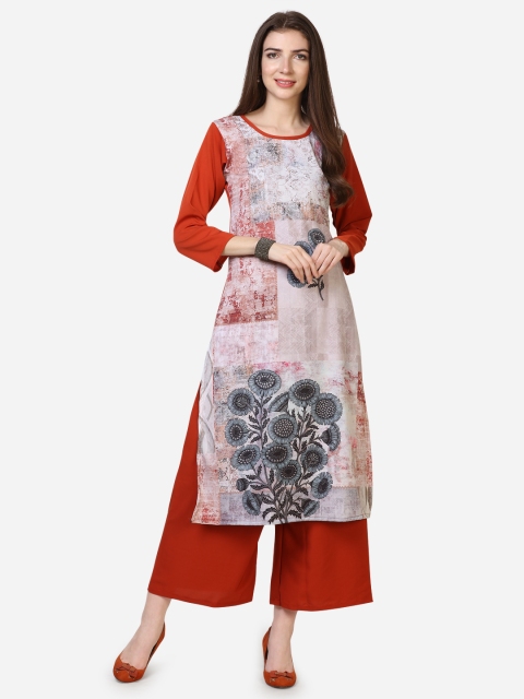 

Florence Women Red Printed A-Line Kurta