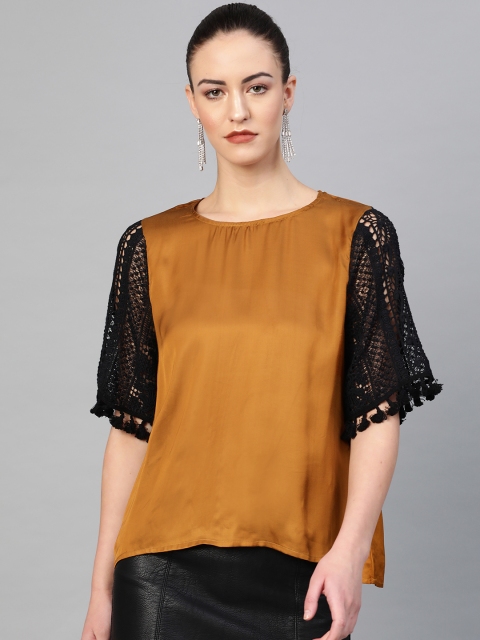 

I AM FOR YOU Women Mustard Brown Solid Top