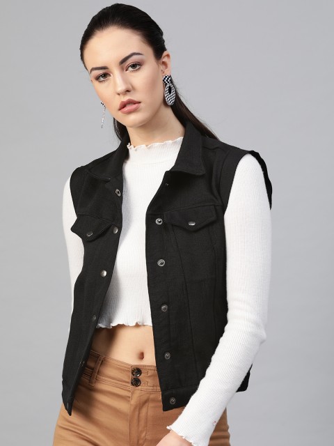 

I AM FOR YOU Women black Self Design Tailored Jacket