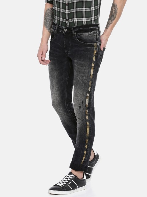 

SPYKAR Men Black Skinny Fit Low-Rise Ultra Thin Thigh & Narrow Fit Low Distress Jeans