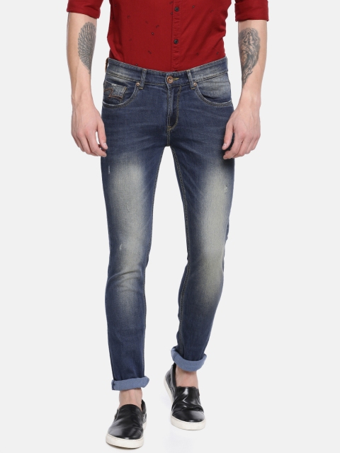 

SPYKAR Men Navy Blue Ultra Skinny Fit Low-Rise Low Distress Stretchable Jeans