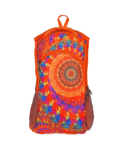 

Bags.R.us Women Orange Printed Backpack