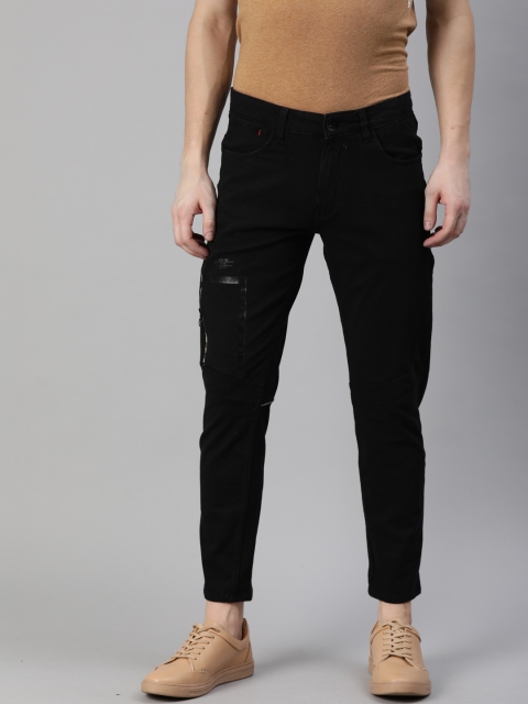 

SPYKAR Men Black Skinny Fit Low-Rise Mildly Distressed Stretchable Cropped Jeans