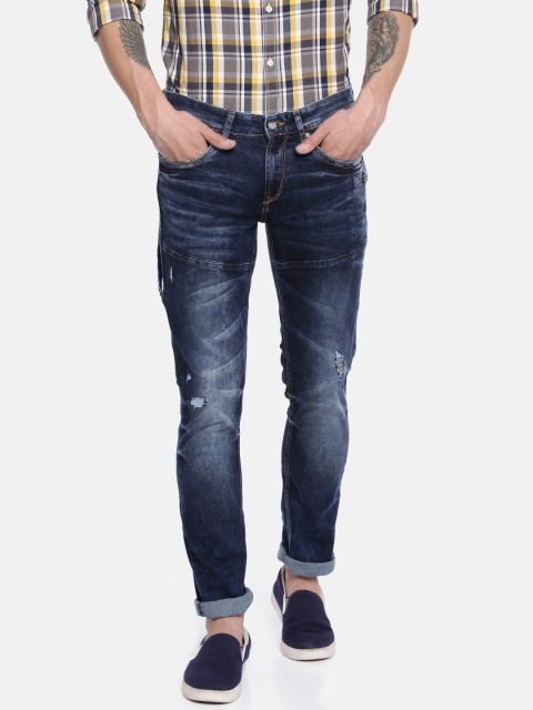 

SPYKAR Men Blue Skinny Fit Low-Rise Low Distress Stretchable Jeans