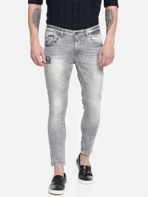 

SPYKAR Men Grey Kano Slim Tapered Fit Low-Rise Mildly Distressed Stretchable Jeans
