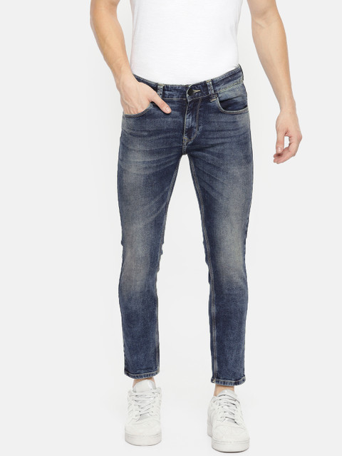 

SPYKAR Men Blue Kano Slim Fit Low-Rise Clean Look Cropped Jeans