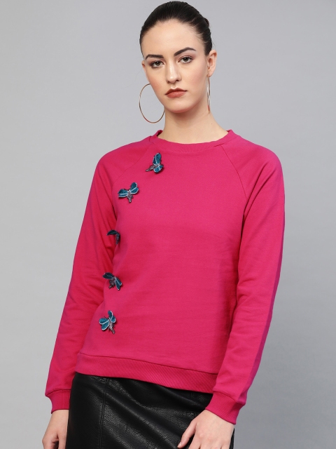 

I AM FOR YOU Women Pink Applique Detail Sweatshirt