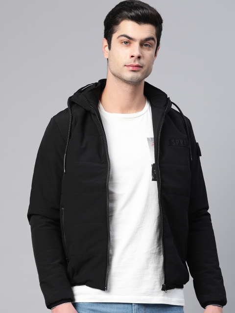 

SPYKAR Men Black Solid Padded Hooded Jacket