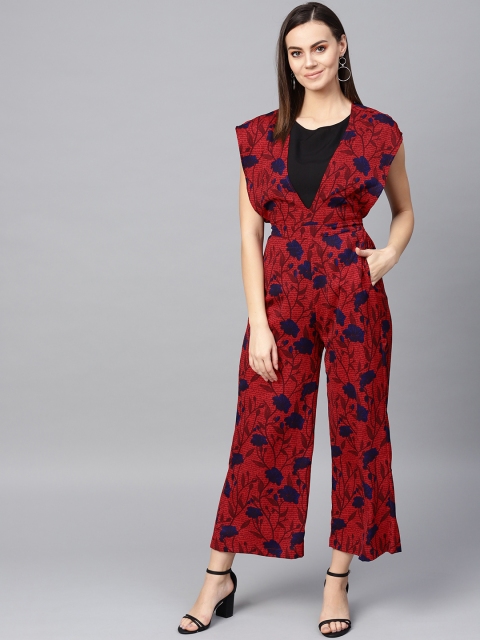 

Zima Leto Women Red & Navy Blue Printed Basic Jumpsuit