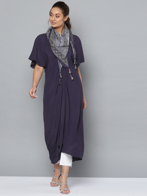 

Ritu Kumar Women Navy Blue Solid A-Line Kurta