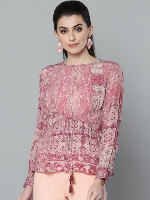 

Ritu Kumar Women Pink & Beige Printed A-Line Kurti