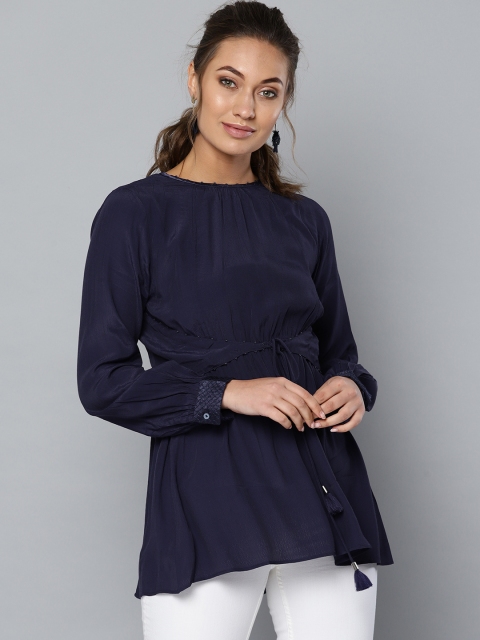 

Ritu Kumar Women Navy Blue Solid A-Line Kurti