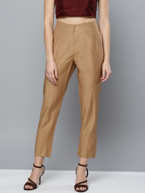 

Ritu Kumar Women Beige Regular Fit Solid Cropped Trousers