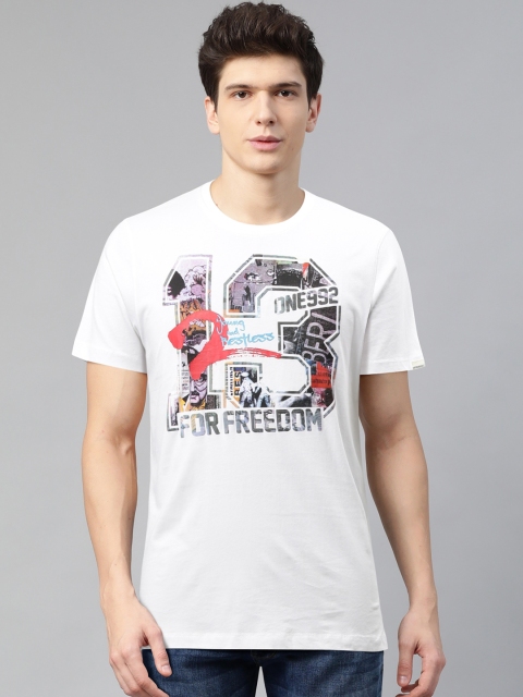 

SPYKAR Men White & Black Printed Round Neck T-shirt
