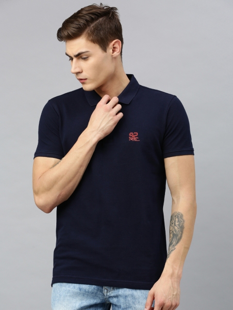 

SPYKAR Men Navy Blue Solid Polo Collar T-shirt