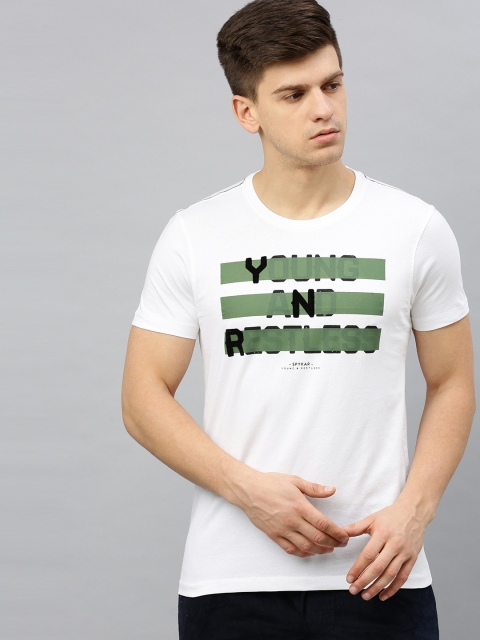 

SPYKAR Men White Printed Round Neck T-shirt