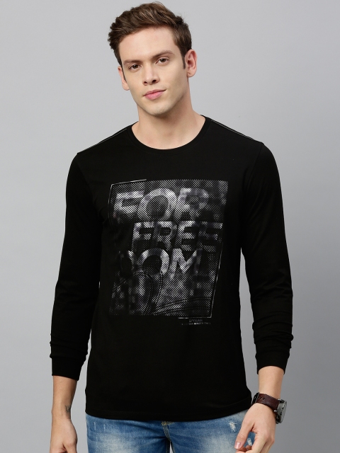 

SPYKAR Men Black Printed Round Neck T-shirt