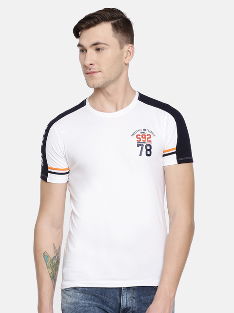 

SPYKAR Men White Back Print Round Neck T-shirt
