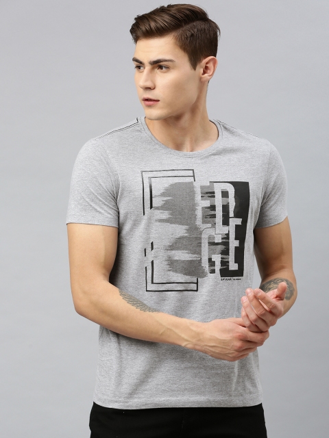 

SPYKAR Men Grey Printed Round Neck T-shirt