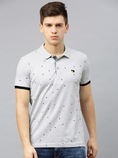 

SPYKAR Men Grey Printed Polo Collar T-shirt