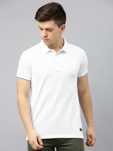 

SPYKAR Men White Solid Polo Collar T-shirt