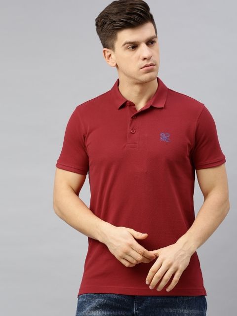 

SPYKAR Men Red Solid Polo Collar Pure Cotton T-shirt