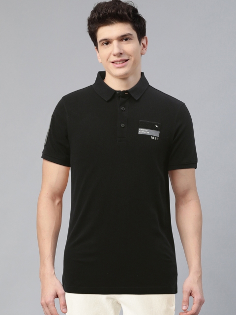 

SPYKAR Men Black Solid Polo Collar T-shirt