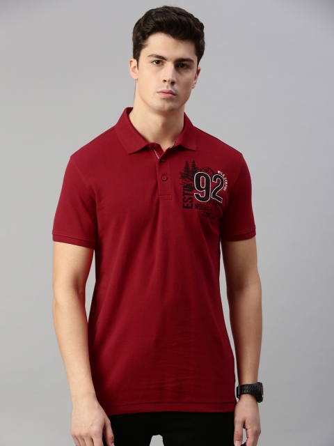 

SPYKAR Men Maroon Printed Polo Collar T-shirt