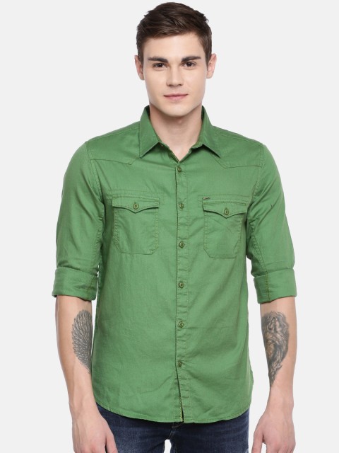 

SPYKAR Men Green Slim Fit Solid Casual Shirt