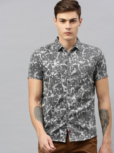

SPYKAR Men Grey Slim Fit Abstract Printed Casual Shirt