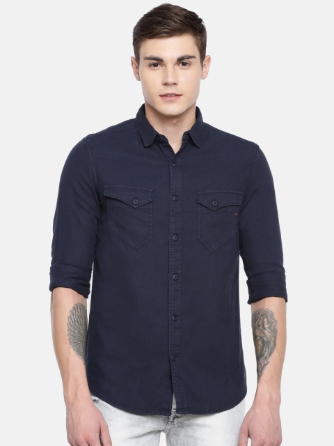 

SPYKAR Men Navy Blue Slim Fit Solid Casual Shirt