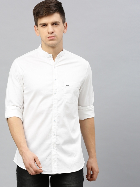 

SPYKAR Men White Slim Fit Solid Casual Shirt