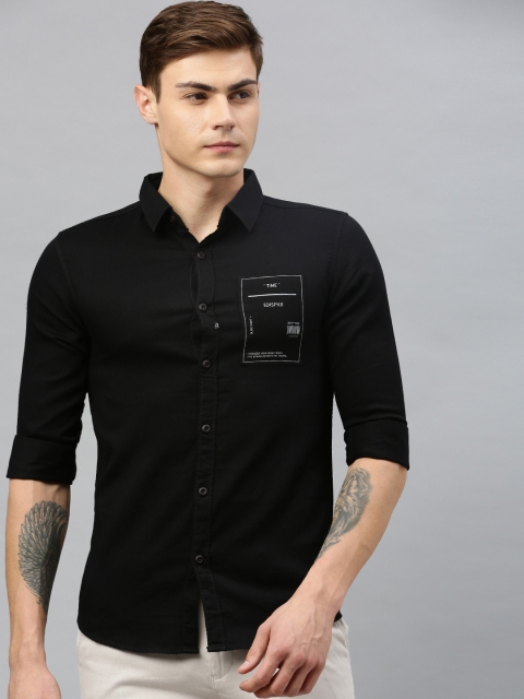 

SPYKAR Men Black Slim Fit Solid Casual Shirt