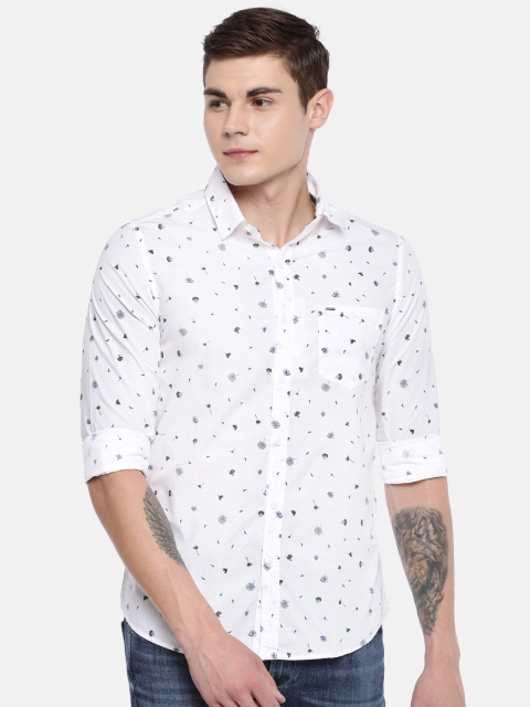 

SPYKAR Men White & Green Slim Fit Printed Casual Shirt