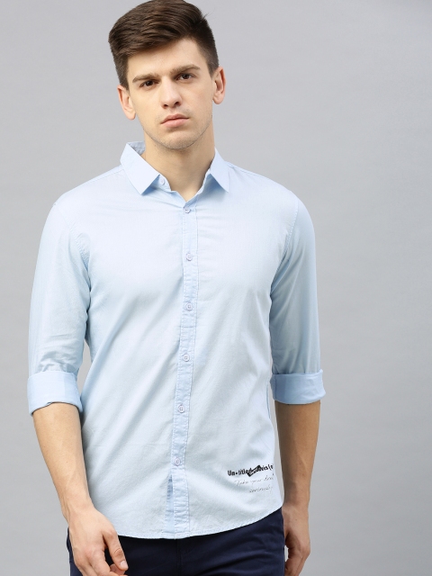

SPYKAR Men Blue Slim Fit Solid Casual Linen Shirt