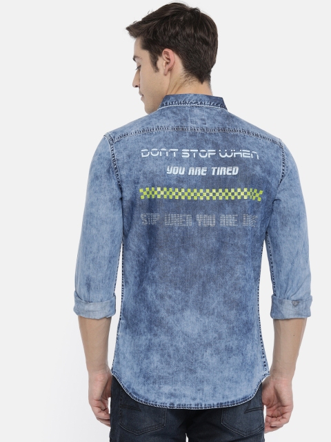 

SPYKAR Men Blue Slim Fit Faded Casual Denim Shirt