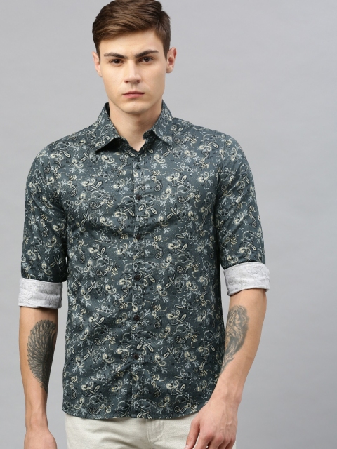 

SPYKAR Men Grey & Beige Slim Fit Printed Casual Shirt