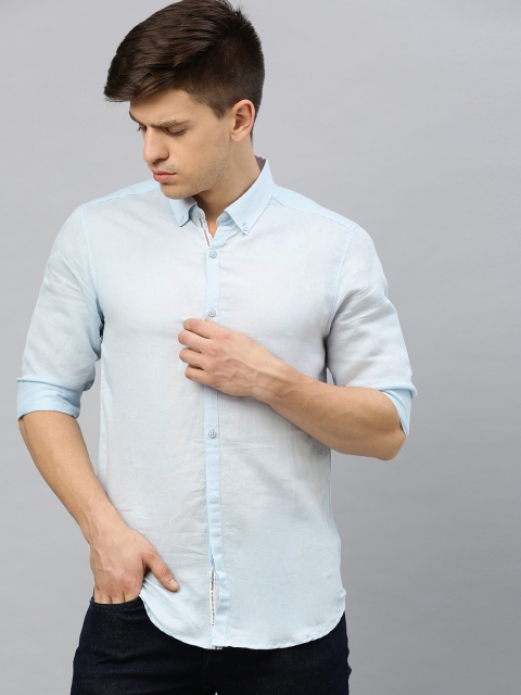 

SPYKAR Men Blue Slim Fit Solid Twill Casual Shirt