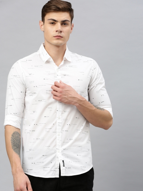 

SPYKAR Men White Slim Fit Printed Casual Shirt