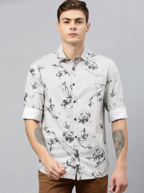 

SPYKAR Men Grey & Black Slim Fit Printed Casual Shirt