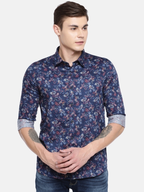 

SPYKAR Men Navy Blue Slim Fit Printed Casual Shirt